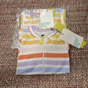 New 2 Footed Monica + Andy One Piece Pajamas 9-12 Rainbow Stripe